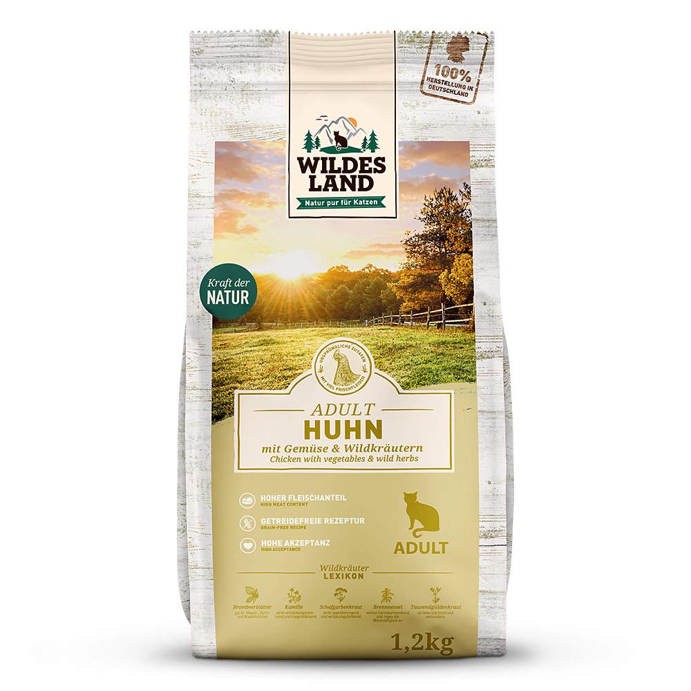 Wildes Land - Huhn - Classic Adult Trockenfutter für Katzen 4 x 1,2 kg