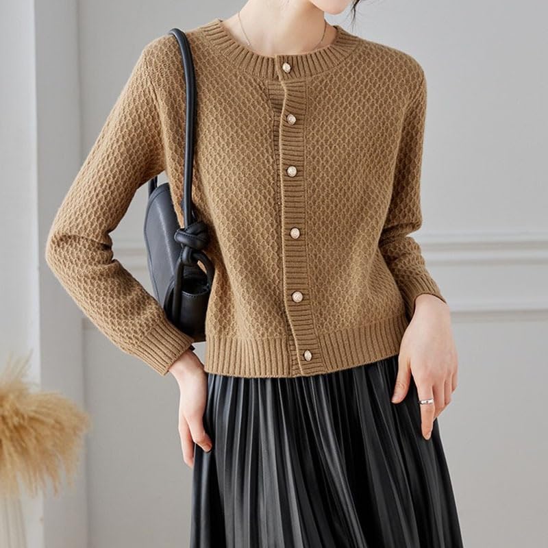 Maglione Cardigan Lavorato a Maglia con Bottoni a Maniche Lunghe da Donna, Giacca Cardigan a Righe con Girocollo Aperto sul Davanti