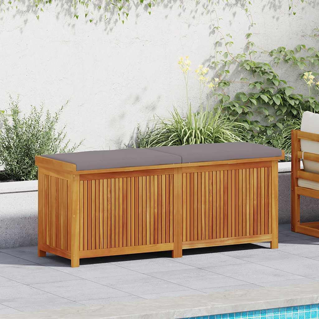 Hommdiy Outdoor-Kissenbox Gartenbox Auflagenbox Wasserdicht Holz 150x50x60 cm Massivholz Akazie