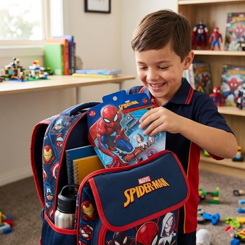 Image of Spiderman 5 pcs Stationery SetSchool Supplies Kit Multicolor Return Gift for Kids Age 3 Years +
