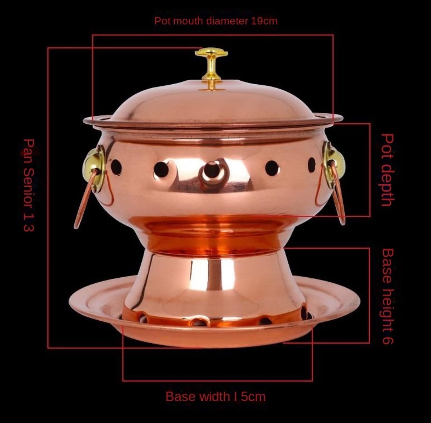 INUUXLG Chinese Hot Pot Chinese Shabu Pot Copper Cooker Stove Outdoor Hot Pot Cookware Stove Pot for Home Cookware Hot Pot(