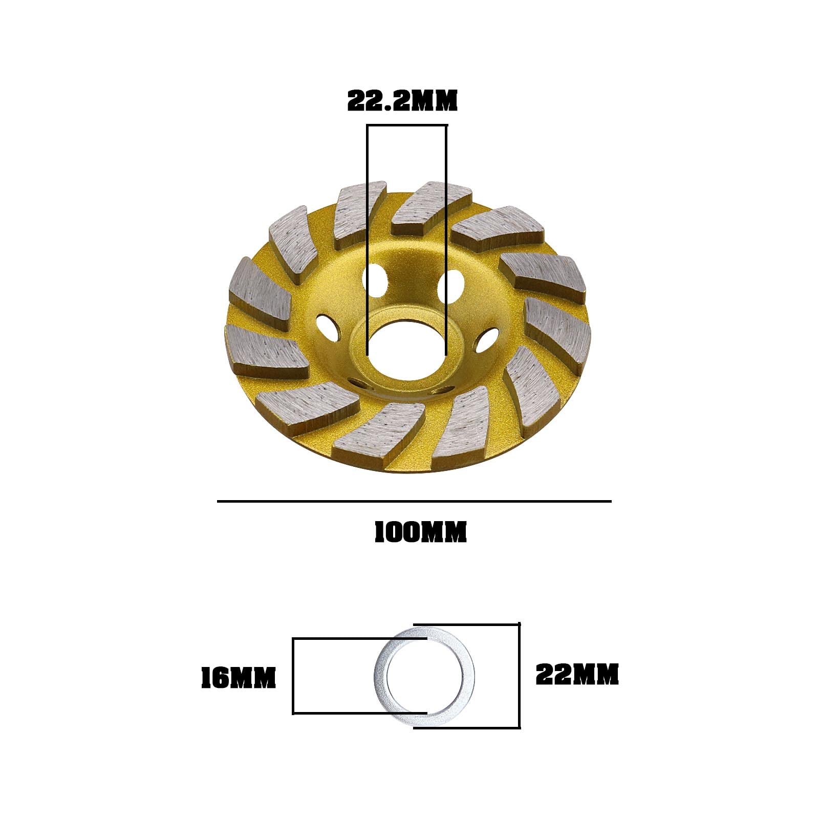 EMSea 2pcs Disque de Meulage Diamanté 4 pouces Meule à Meuler le Béton Meule Diamantée Meule Outils de Meulage pour Maçonnerie en Béton Granit Marbre Pierre