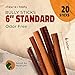 chew-e&tasty 6 Inch Bully Sticks for Dogs (Pack of 20) - Natural, USDA Certified & Odor Free Bully Sticks - Made of Fully Digestible High Protein & Low Fats Dog Bully Sticks for Medium Dogs