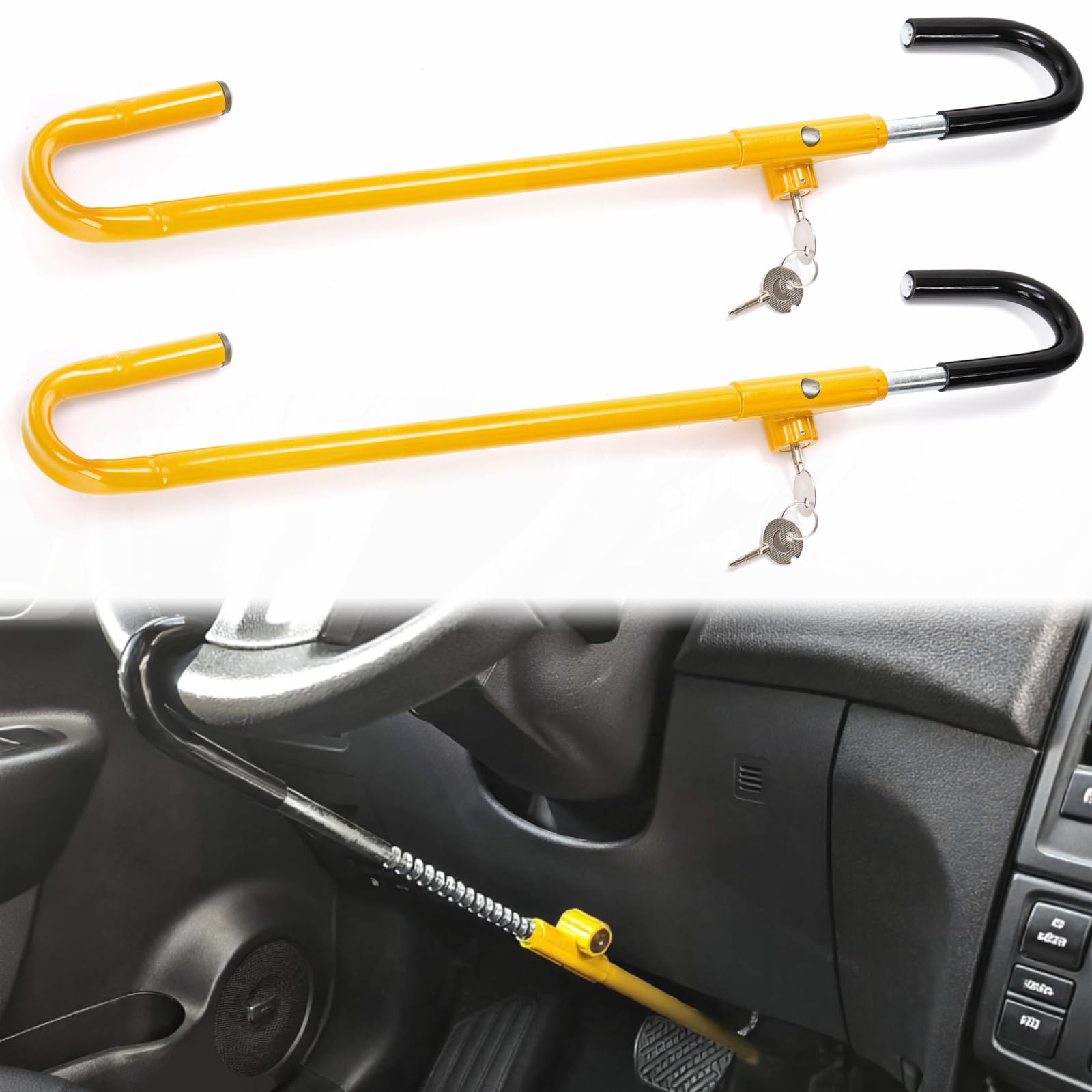Amazon.com: Elsjoy 2 Pack Car Steering Wheel to Brake Lock with