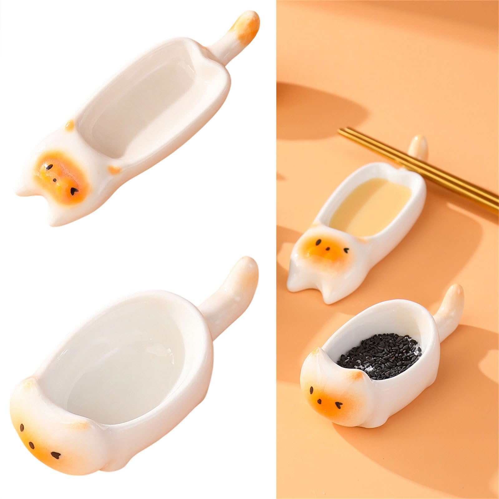 Woedpez Artistic Ceramics Cats Porcelain Appetizer Plate for Daily Meals and Giving Cats Molded Chopstick Rest