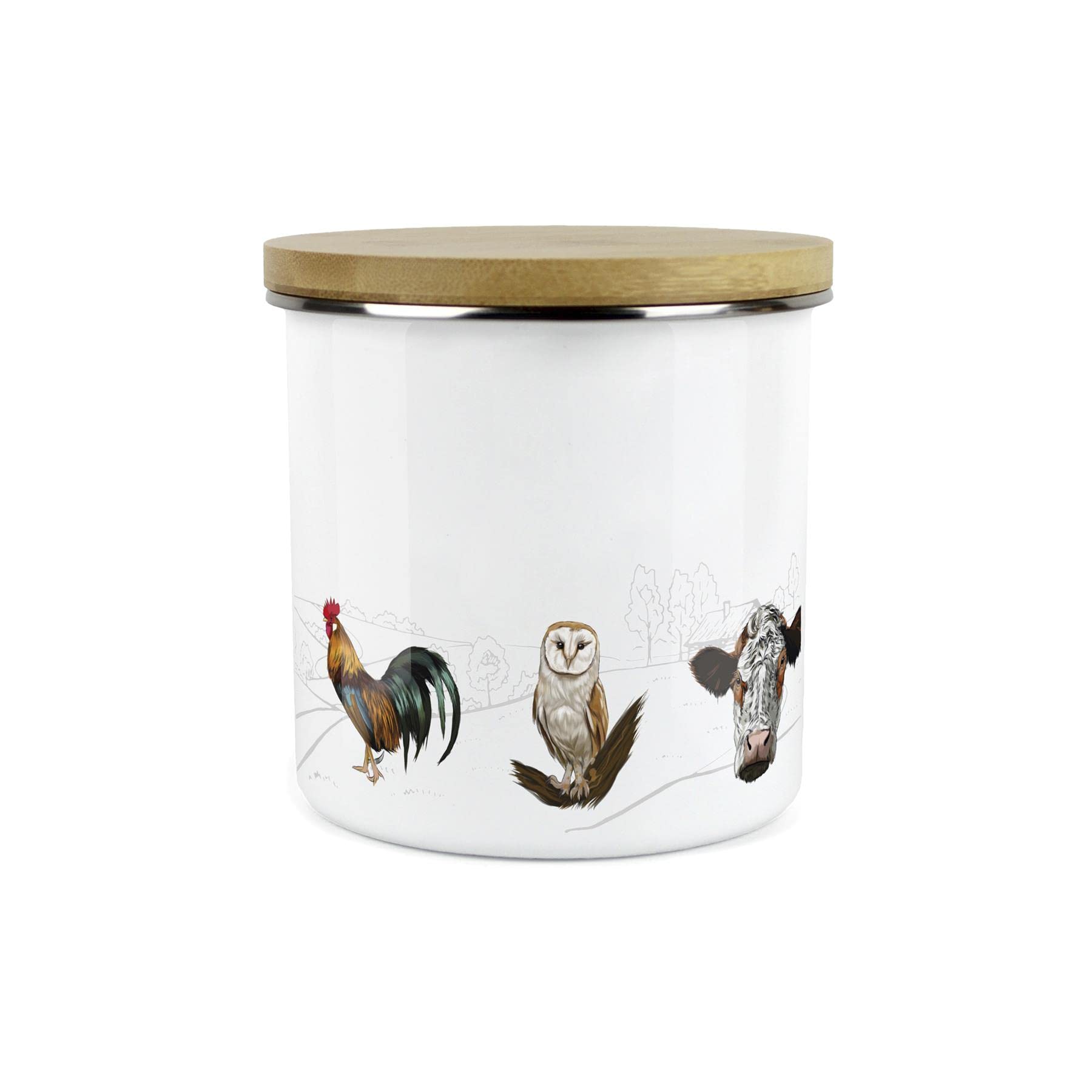 Purely Home Country Farm - Juego de recipientes de almacenamiento de alimentos para té, café y azúcar, color blanco esmaltado
