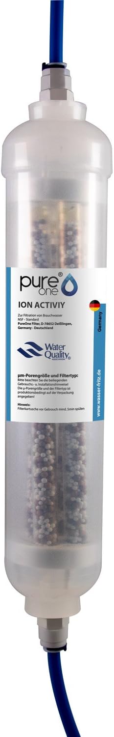 PureOne Ion Activity Inline Filter Water Clay Ceramic and Calcium Sulphate. Energet as for Reverse Osmosis or Side-by-Side refrigerators. Includes Water Hose – 2 m