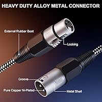 Vista 3 de Cable XLR de 3 pies/2 unidades, cable de micrófono Nylong trenzado equilibrado XLR macho a hembra, cables de conexión de micrófono de alta