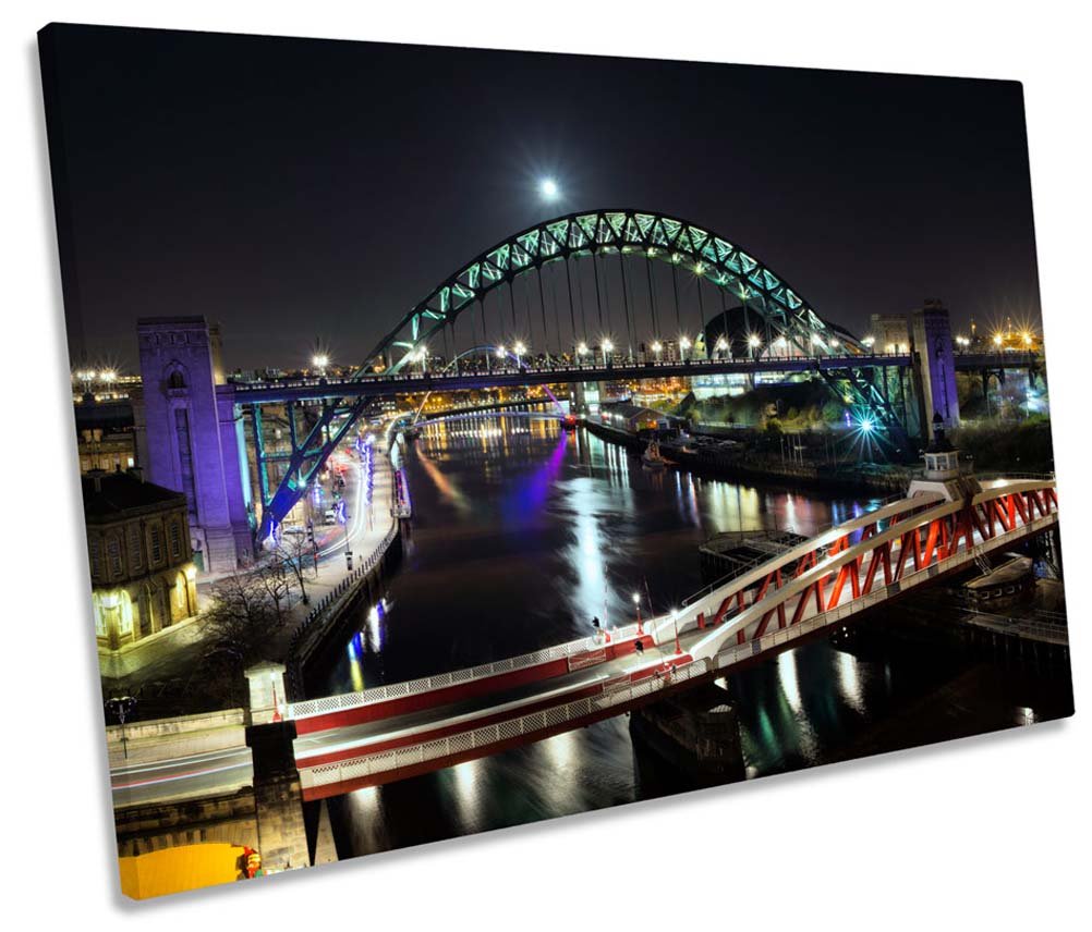 Canvas Geeks - Newcastle Tyne Bridge Quayside - 60cm wide x 40cm high SINGLE CANVAS WALL ART Picture Print