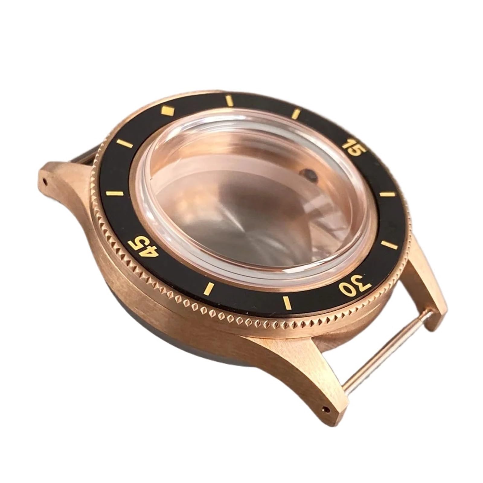 Cassa per orologio subacqueo vintage in bronzo massiccio, 50 metri di lunghezza, adatta per orologi NH35 NH36 PT5000 bombato in vetro zaffiro con inserto in ceramica