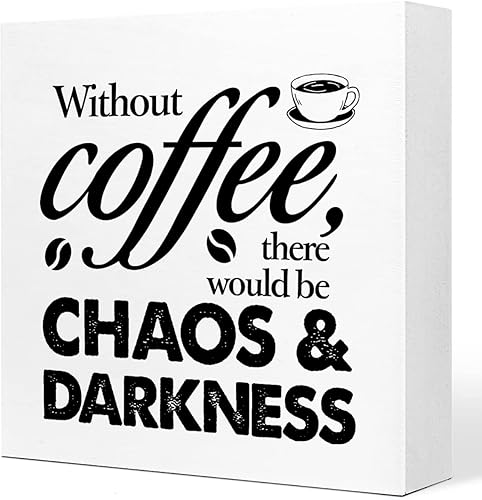 Cartel de madera con texto en inglés "Funny Without Coffee Chaos", letrero rústico de madera de café para el hogar, cocina, oficina, cafetería, bar,
