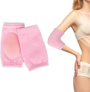 Gjinxi Gel Elbow Sleeves for Women - Moisturizing Pads for Dry Cracked Skin, Pain Relief, Sun Protection - 1 Pair Pink