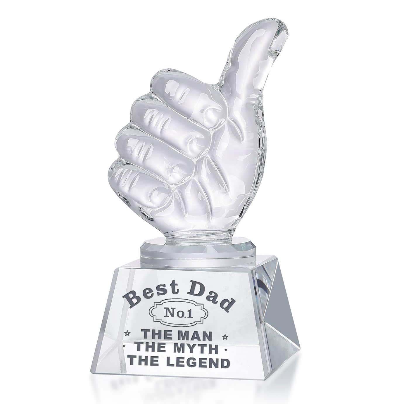 LONGWIN Birthday Gifts for Dad Crystal Awards with Thumbs Up, Best Dad Gifts from Daughter Son, on Fathers Day, Christmas, Thanks Giving Day โ image 1