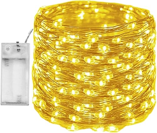 Miniatura 1 de Honch - Guirnalda de luces de alambre de cobre para interiores, funciona con pilas, color blanco cálido, 8 modos, 2 baterías, control para