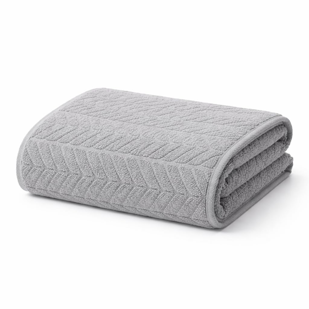 Cortina Eco-Friendly Microfiber Towels for Bath |Quick Dry Leaf Face 380 GSM | 70 x 140 cm | Bath Towels for Adult, Women & Kids | Gym Towel, Beach Towel| Color : Grey