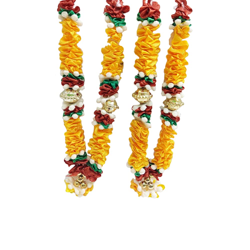 The Holy Mart 2 Multicolour Ribbon flower Malas with 2 sets of Bangles (Size - 14 cm) - Image 2 thumbnail