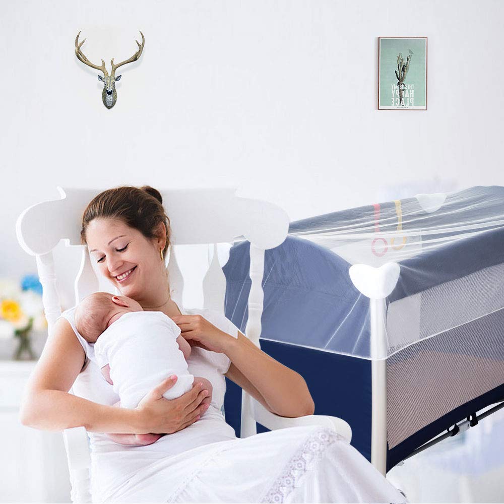 LEMESO Zanzariera Passeggino Universale per Culle, Lettini, Carrozzina, Seggiolino Auto, Letto Ombrello, Protezione Insetti per Neonati, Bambini-Dimensione L