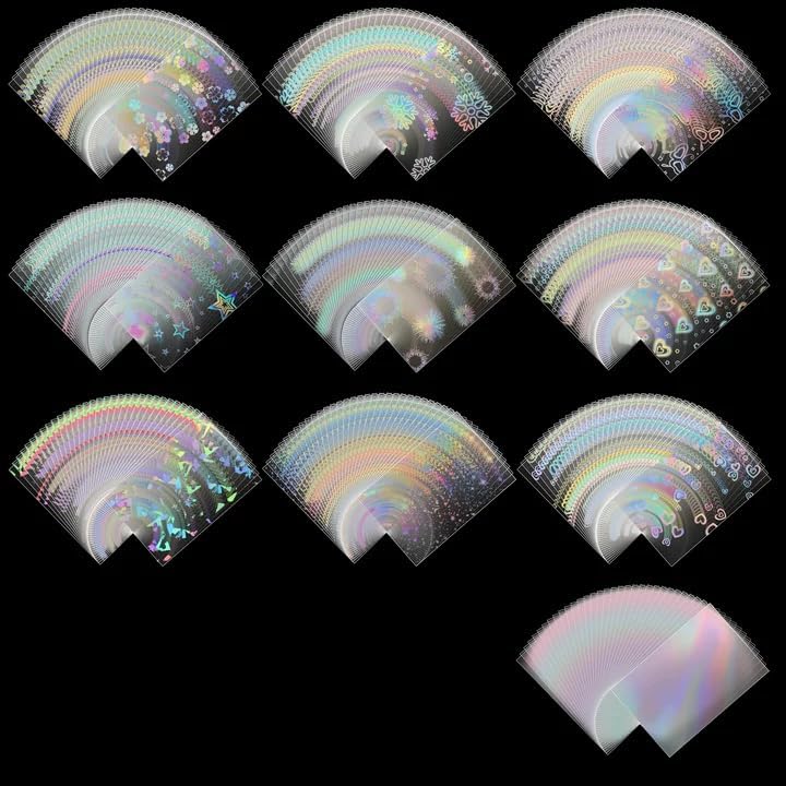 500pcs Holographic Card Sleeves 66x91mm Cute Photocard Sleeves Laser Flashing Trading Card Sleeve for MTG TCG Baseball Football Game Cards Collectors Heavy Duty 4 Mil Protector PP 10 Designs