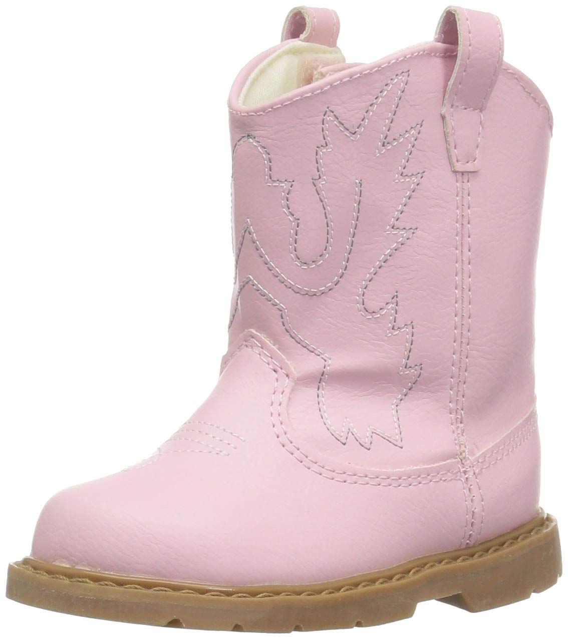Baby Deer Round Toe Western Boot, Pink, 3
