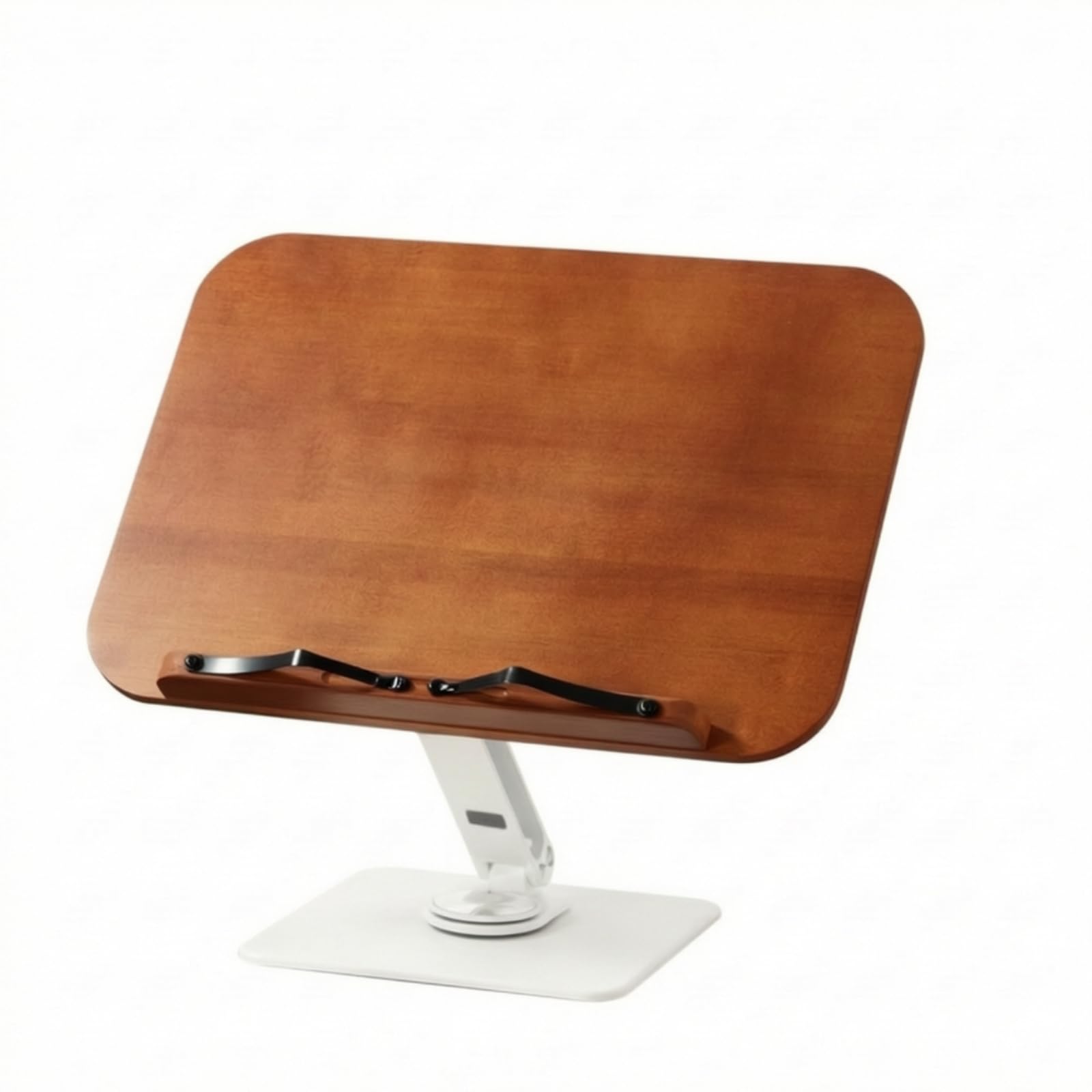F Fityle Atril de Lectura Ajustable te Atril Base Portadocumentos con Panel de Bambú y Estructura de Aluminio Clips Sujeta, S-J04 Bambú Elevable Con Soporte Giratorio