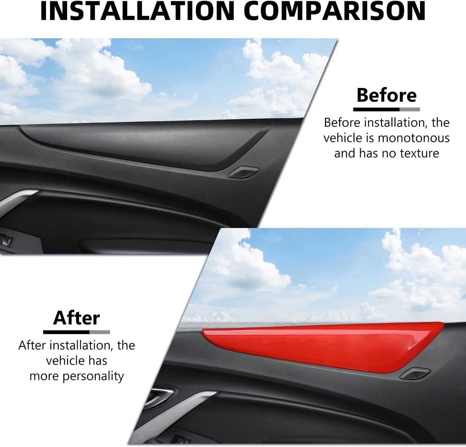 Inner Door Panel Armrest Cover, Interior Door Panel Trim Compatible with 2016-2023 Chevrolet Camaro Interior Accessories, Red