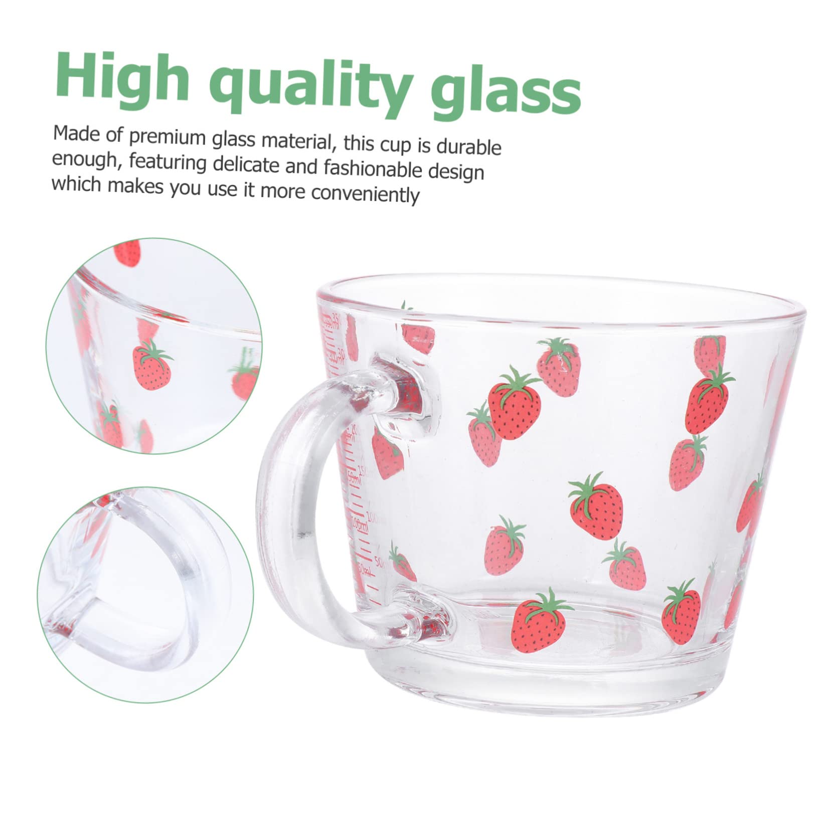 COLLBATH Unique Monogrammed Water Cups Strawberry Glass Drinking Cups Stylish for Cold Water Juice Yogurt