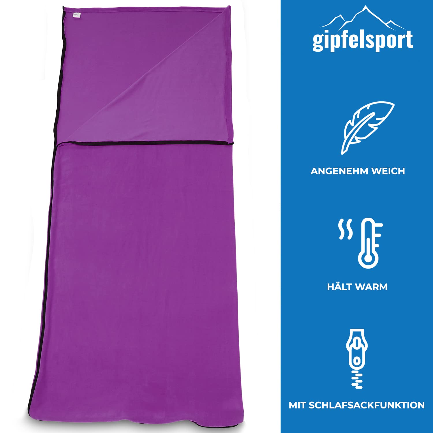 gipfelsport Microfibre sleeping bag, purple, Adult - Image 2