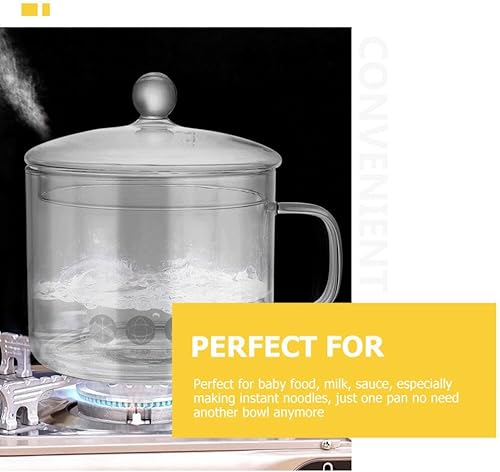 Miniatura 2 de DOITOOL Ollas de vidrio transparente para cocinar en la estufa, cacerola de vidrio transparente con tapa y asa para fideos de pasta, sopa, leche