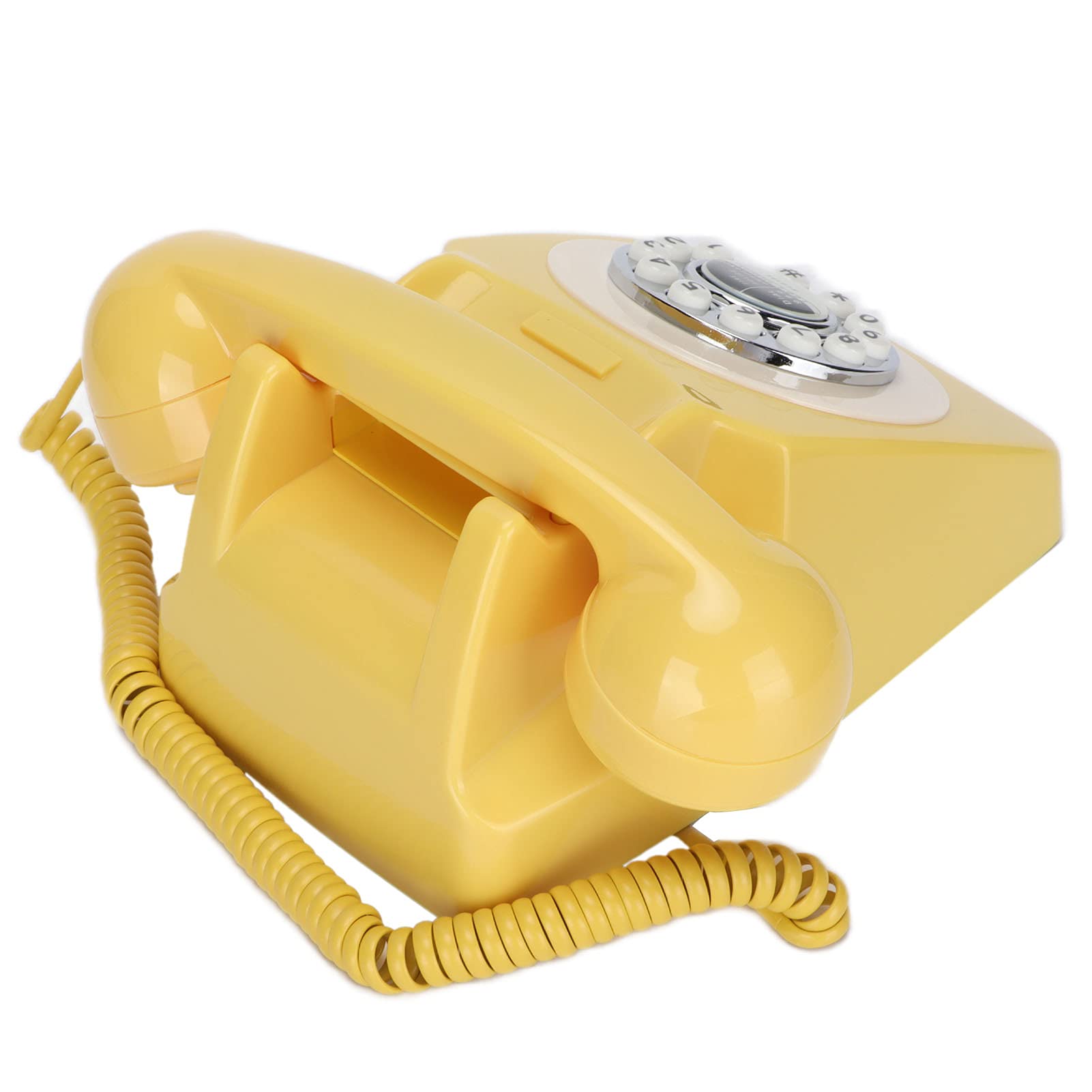 VBESTLIFE Teléfono Residencial con Cable Retro, Teléfono Fijo con Cable Antiguo Clásico, Diseño de Teclado Numérico Grande, para Decoración de Cafetería Y Bar de Oficina(Amarillo)