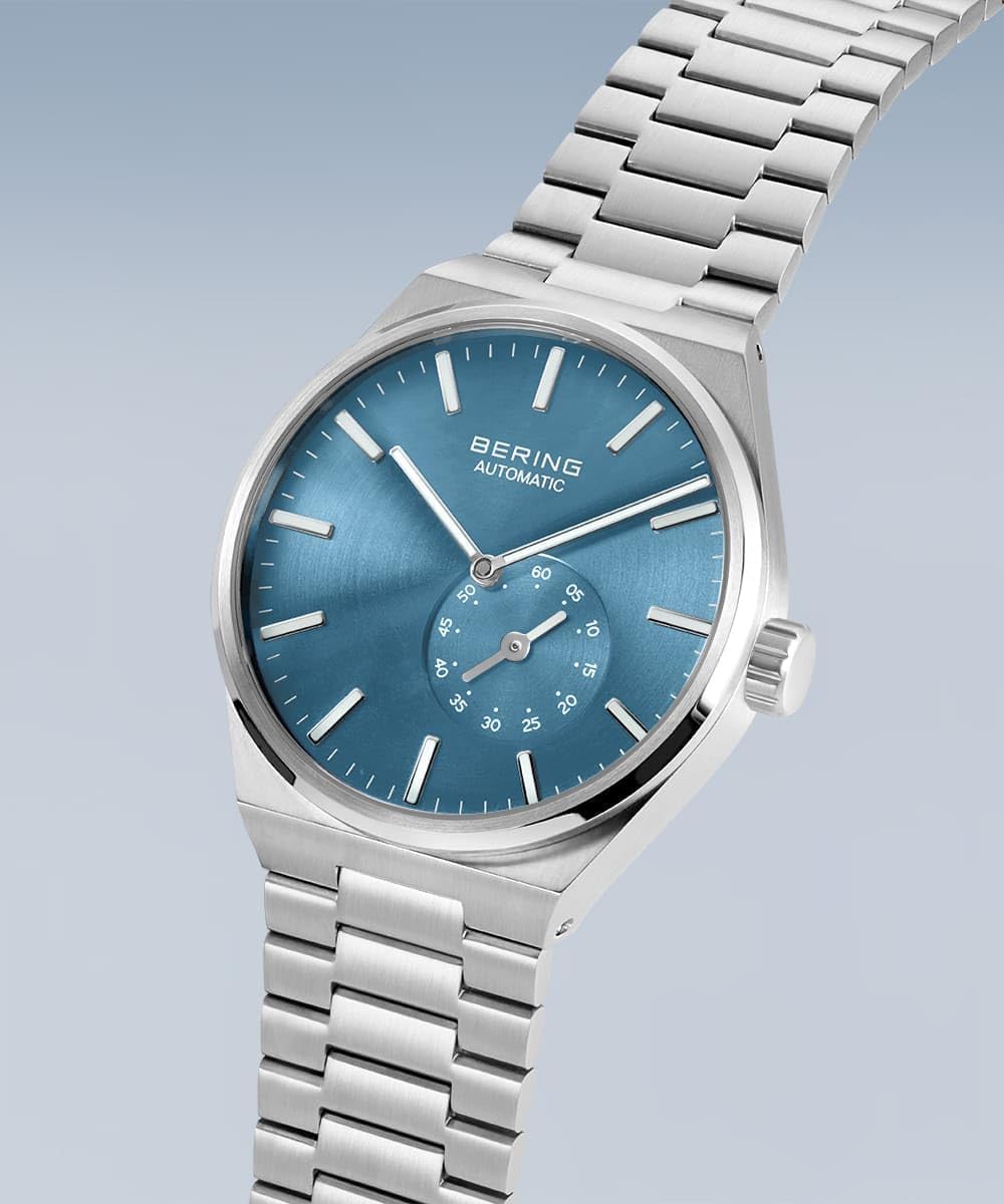 Bering 19441-charity Men's Automatic Watch, Silver, Blue (Pale)