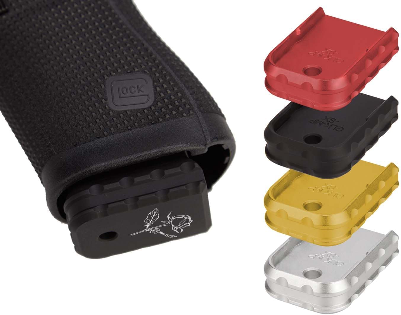 NDZ Performance Extra Thick Aluminum Magazine Base Plate for Glock 17 19 22 23 27 34 45 Gen 1-5 | 9mm & .40 Cal | Laser Engraved, Anodized [Black] | Made in USA – Custom Colors & Designs