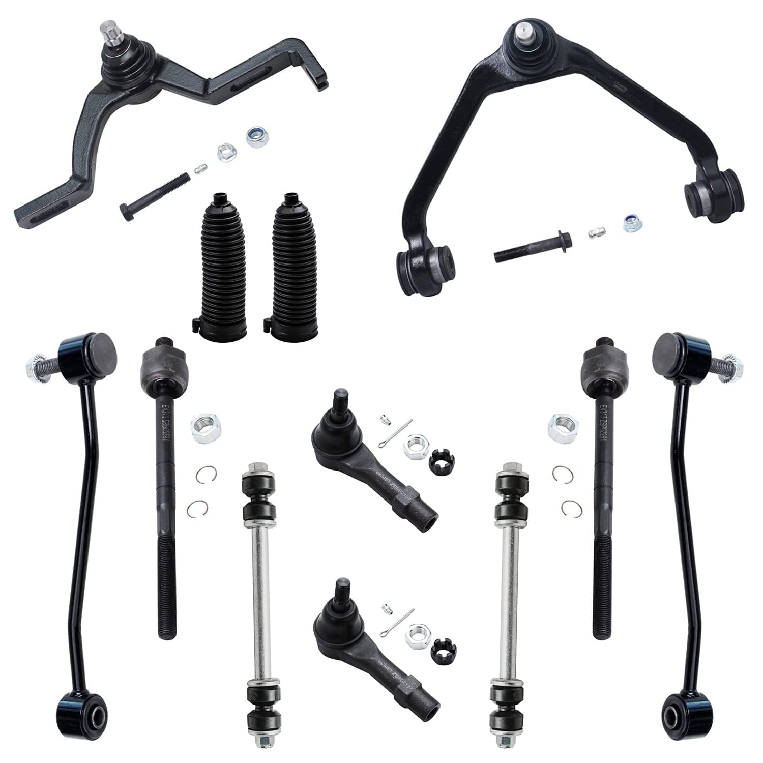 Detroit Axle - 12pc Front End Suspension Kit for Ford Ranger Mazda B3000 B4000 2 Upper Control Arms w/Ball Joints 4 Inner & Outer Tie Rods 4 Front