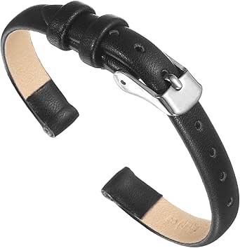 sourcing map Correa de cuero genuino de varios tamaños, correa de reloj de cuero plana, fina y elegante para hombres y mujeres, 8mm, Sin piedra preciosa