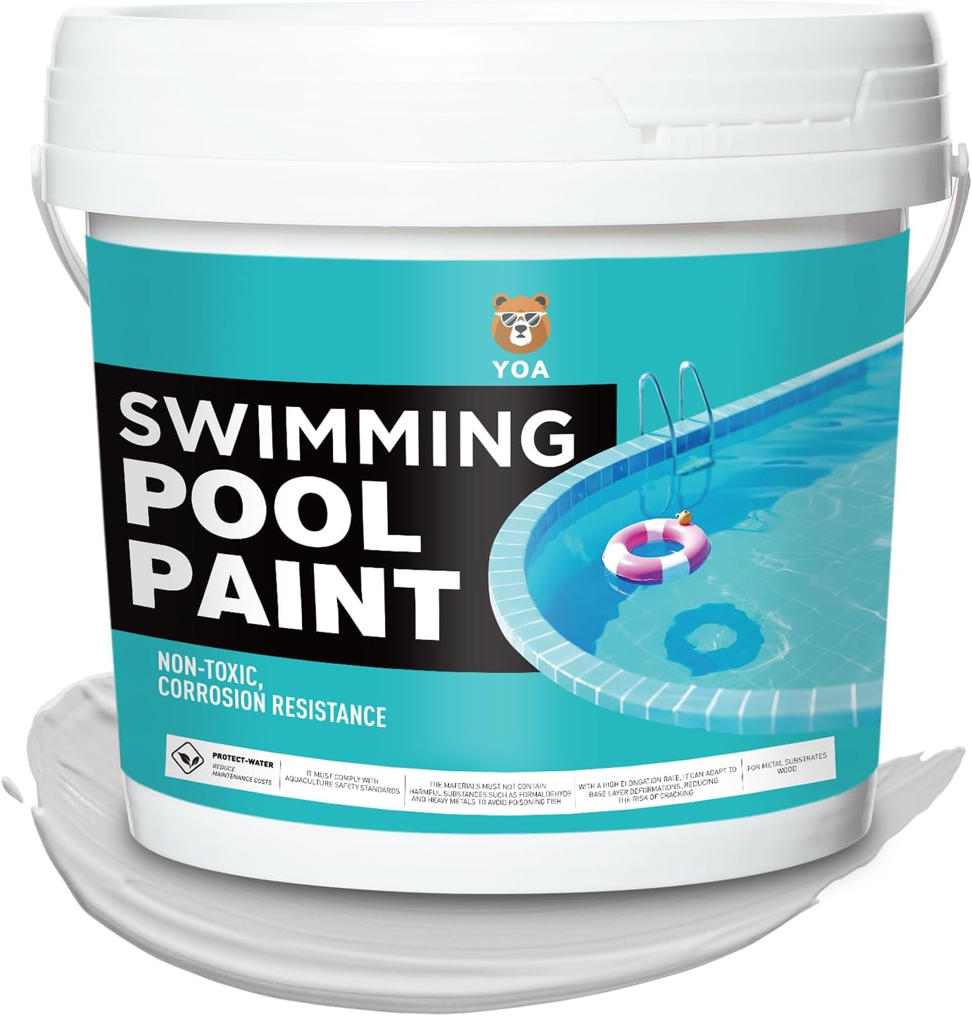 YOA Pool Waterproof Paint, Light Gray, 1 Gallon, Suitable for Cement, Putty, Latex Paint, Walls, Floors, Outdoor Pools, Fish Ponds, and Swimming Pools, Creating a DIY Atmosphere
