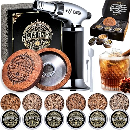 Cocktail Smoker Kit with Torch & 6 Wood Chips &ndash; Old Fashioned Whiskey Smoker for Drinks, Bourbon...