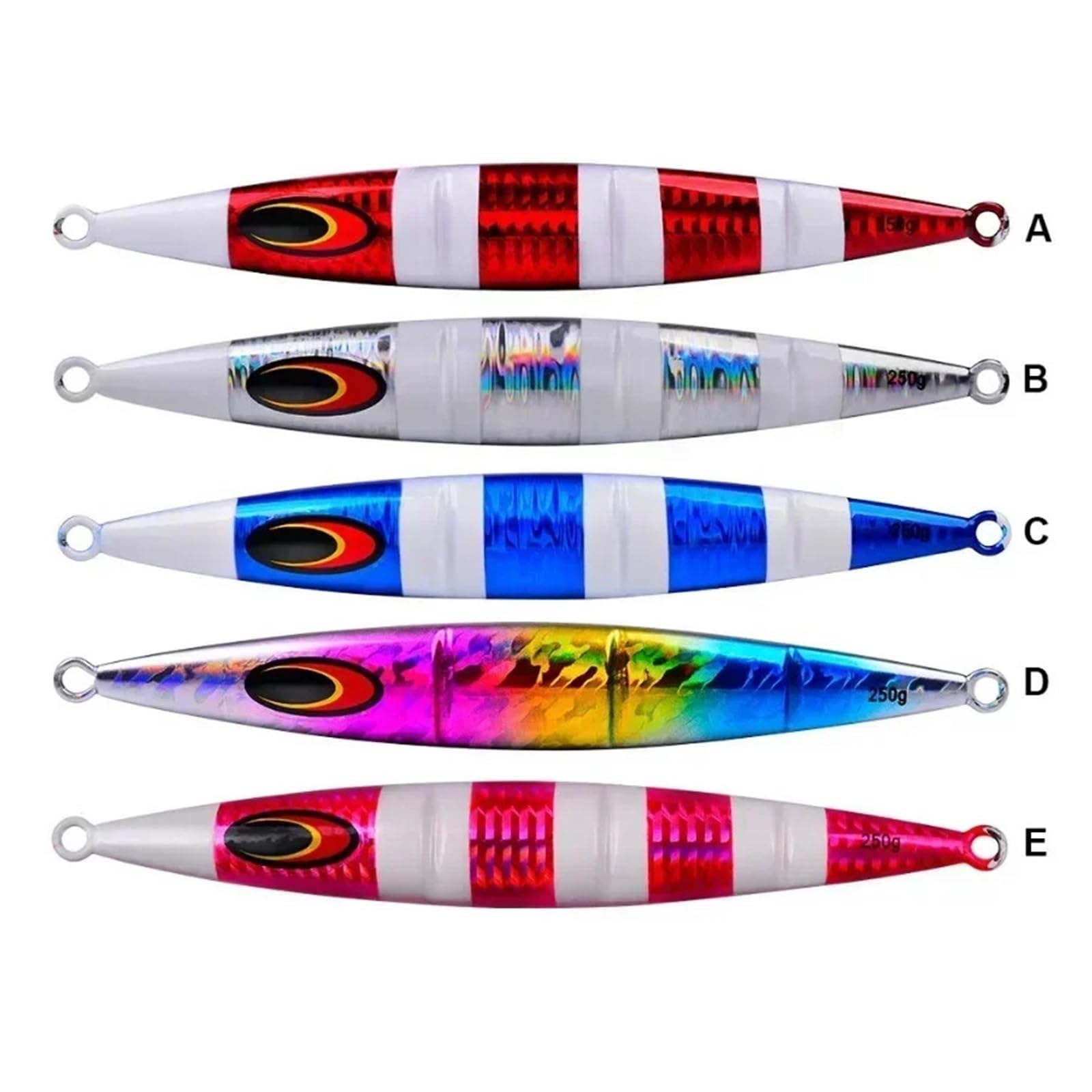 5 señuelos de Metal Jig de 30/60/100/150/200 g de Largo Alcance, señuelos de Jigging Que se Hunden, cebos Artificiales Duros for Pesca de Trucha.