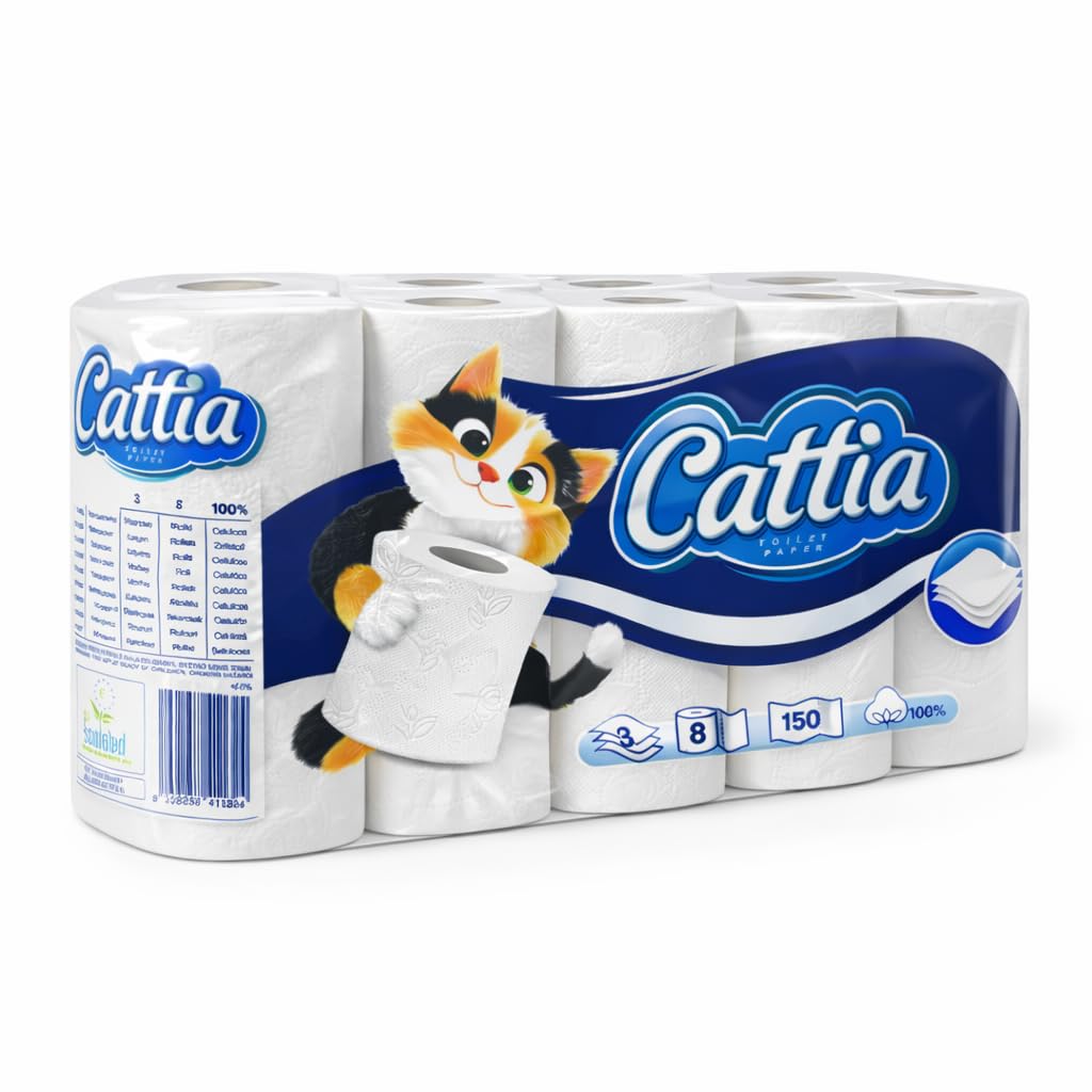 Enpack Toilettenpapier 64 Rollen, 150 Blatt pro Rolle - WC Papier 3-lagig Großpackung - 8x8 Rollen Klopapier passend für Klopapierhalter - toilet paper - Camping Toilettenpapier - weiche Abwischtücher
