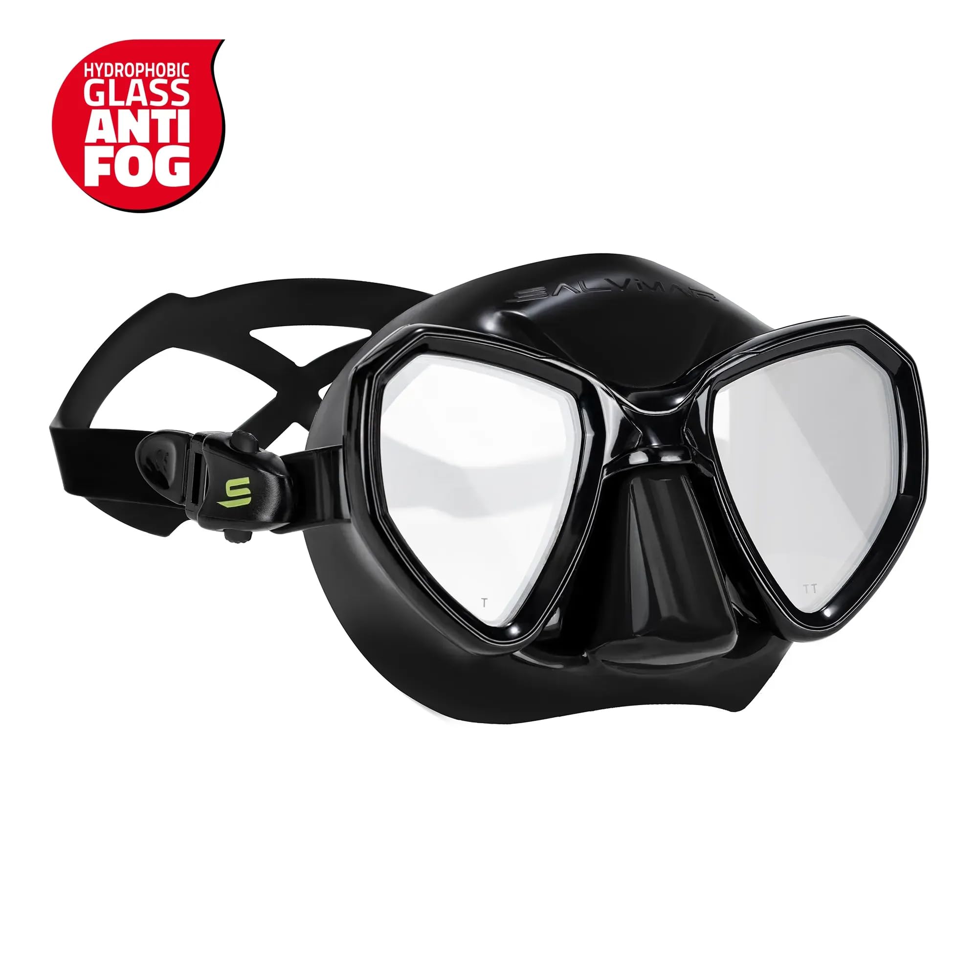 SALVIMAR Morpheus - Máscara de buceo antivaho | Máscara de buceo y pesca submarina de vidrio templado con lentes bioculares antivaho integradas, falda de silicona hipoalergénica y hebillas ajustables