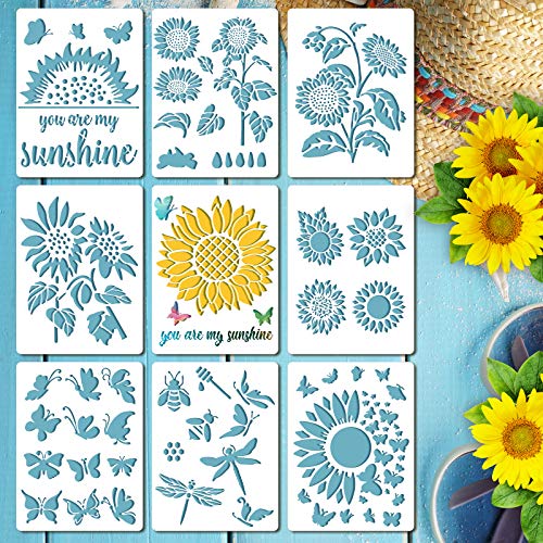 Gukasxi - Kit di 9 stencil con girasole