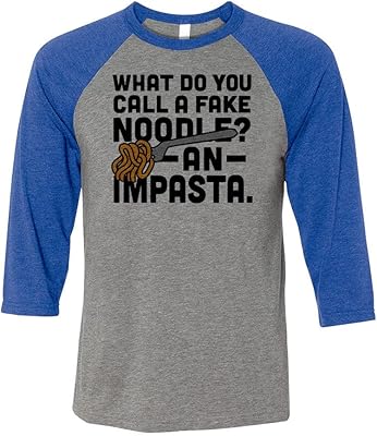What Do You Call a Fake Noodle Three-Quarter Raglan Sleeve Baseball Shirt Unisex X-Small Grey/Royal