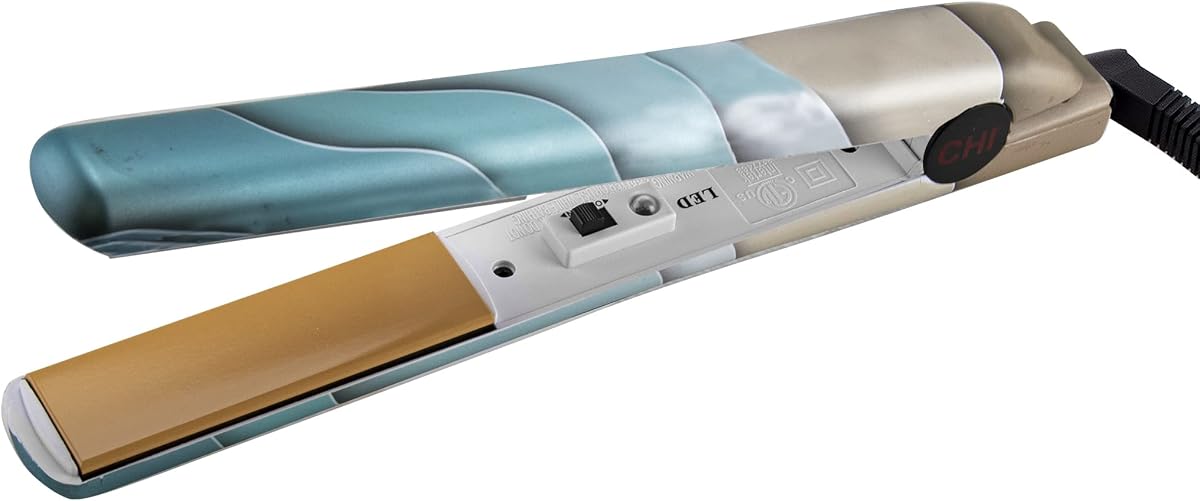 Plancha alisadora de cabello de cerámica original | Placas de 1" | Ondas azules | Plancha de pelo profesional modelo salón