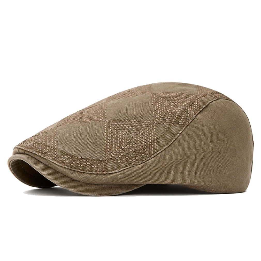 Quanhaigou Men's Cotton Flat Ivy Gatsby Newsboy Driving Hat Adjustable Irish Cabbie Ivy Driving Hunting Cap