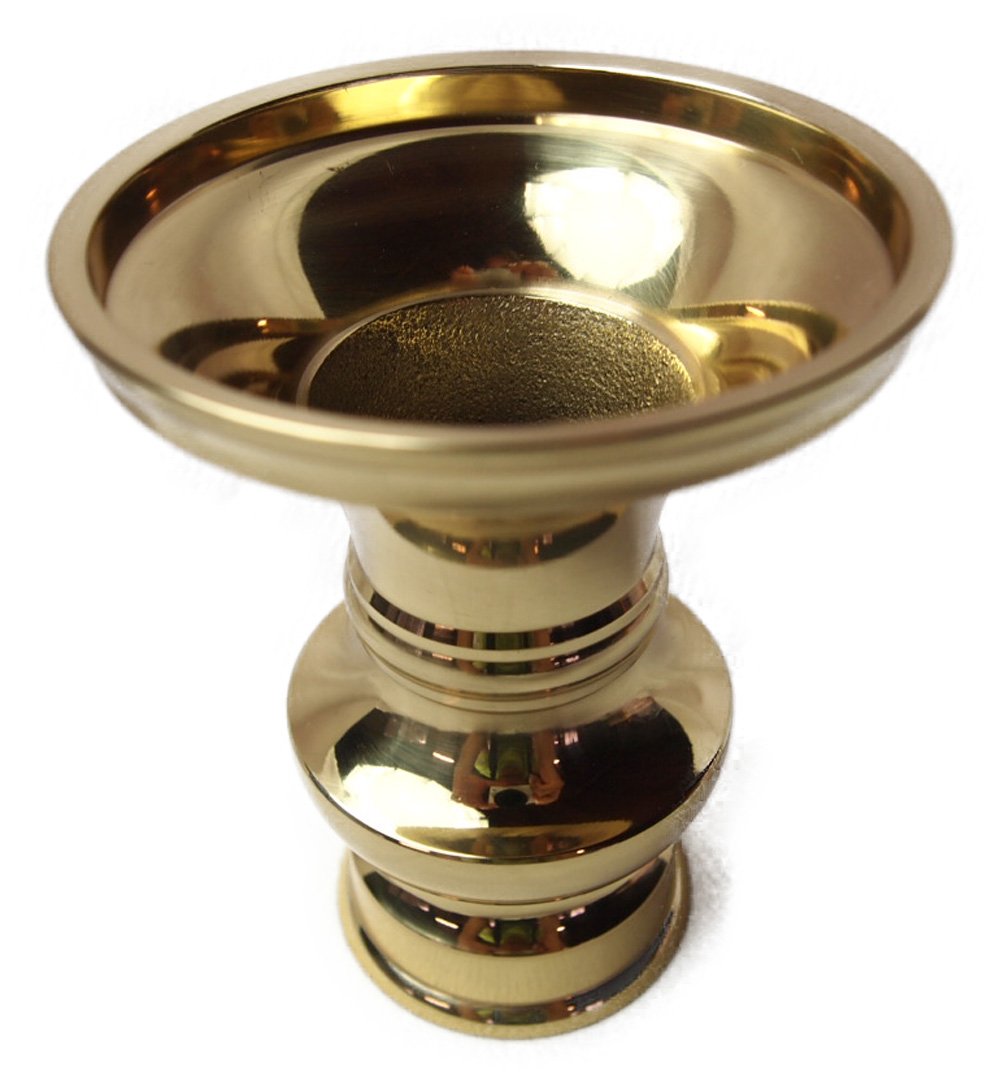 Takaoka Brass Buddhist Altar Flower Vase Gold Polished 3.7in Japan