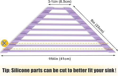 Miniatura 5 de Tomorotec Escurridor de platos compacto con revestimiento de silicona triangular para esquina del fregadero, organizador plegable de acero