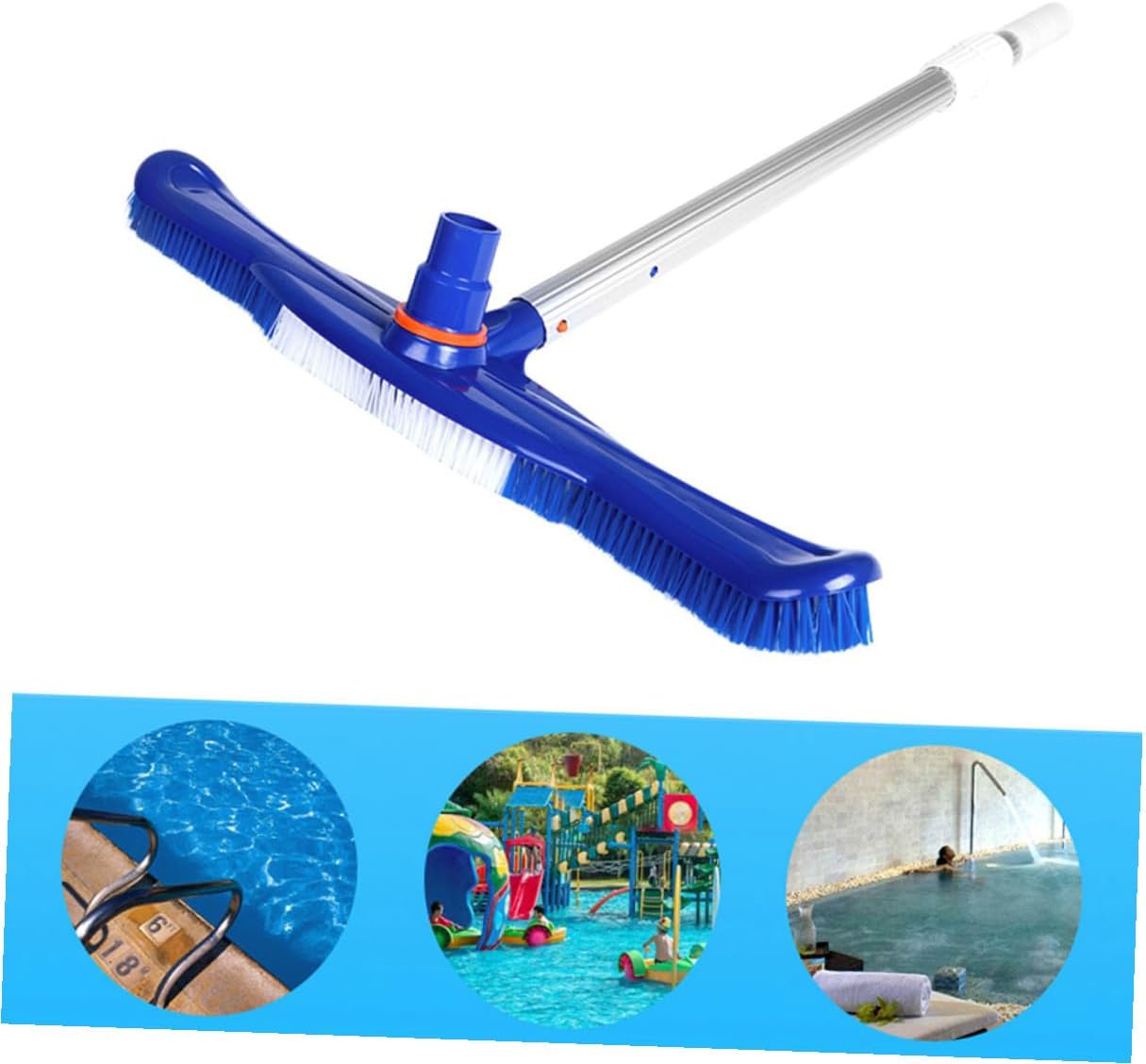 20 Inch Swimming Pool Brush with Plastic Bristles Heavy Duty Cleaner Brush for Vinyl Pools Wall and Floor Cleaning Tool