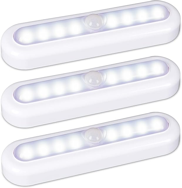 STAR-SPANGLED 7 inch Motion Sensor Lights Indoor, High CRI Stick on Lights Battery Powered, LED Cordless Light for Stairs, Cupboard, Wardrobe, Closet, Cabinet, Kitchen, Hallway (Cool White, 3 Pack)