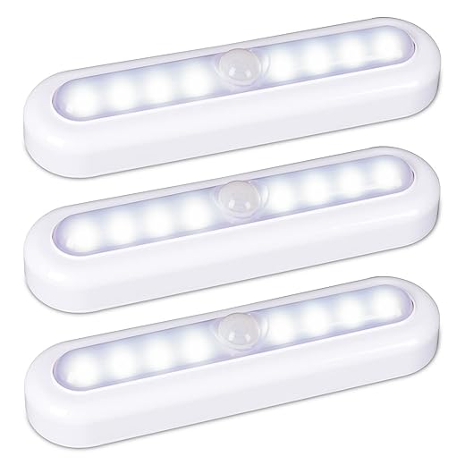 STAR-SPANGLED 3 Pack 7” Motion Sensor Lights Indoor Battery Operated, Stick on LED Light for Closet, Stairs, Under Cabinet, Cool White