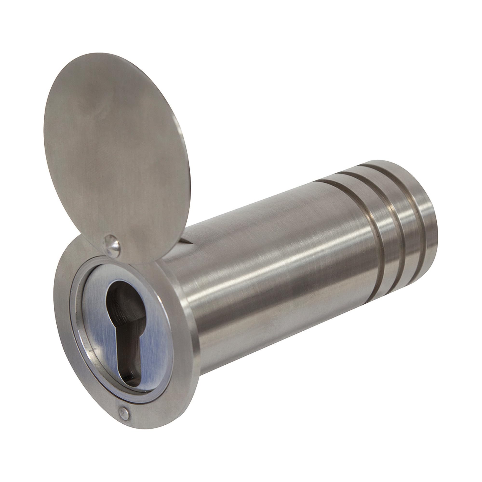 ABUS KeyGarage 729 - Coffre à clés à encastrer dans le mur - tube en acier inoxydable pour le rangement des clés - boîte à clés avec couvercle - argenté | Corps en laiton, anse en acier - code personnalisable sans clé - pour valises, casiers - 23 x 53 mm
