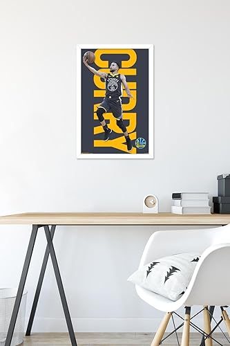 Miniatura 6 de Trends International NBA Golden State Warriors - Póster de pared de Stephen Curry 18, 14.725 x 22.375 pulgadas, versión enmarcada en blanco