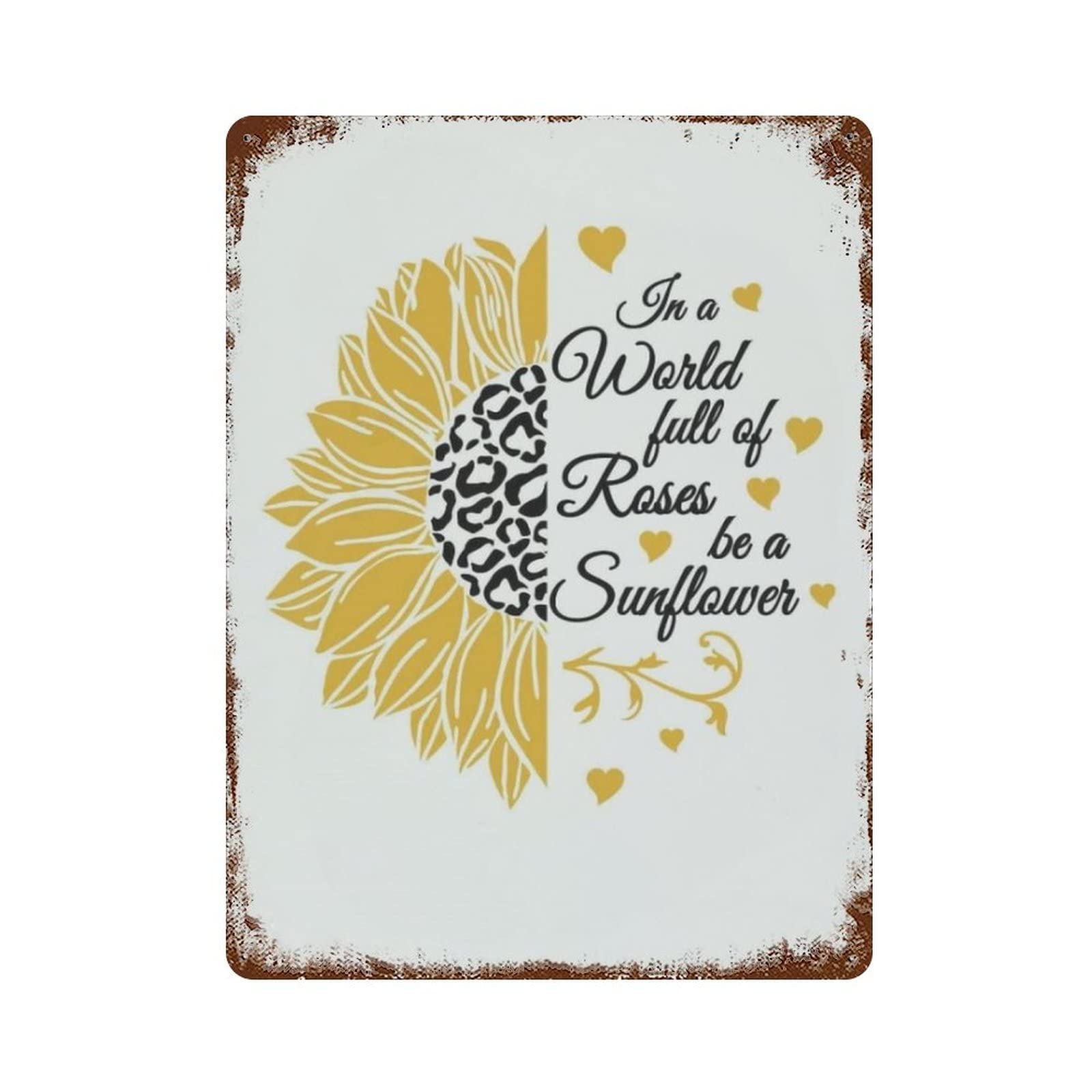 AOOEDM Be A Sunflower Vintage Metal Tin Sign for Home Coffee Shop Office Wall Art Metal Poster Garage Decor Man Cave Sign Inspirational Quote Wall Decor